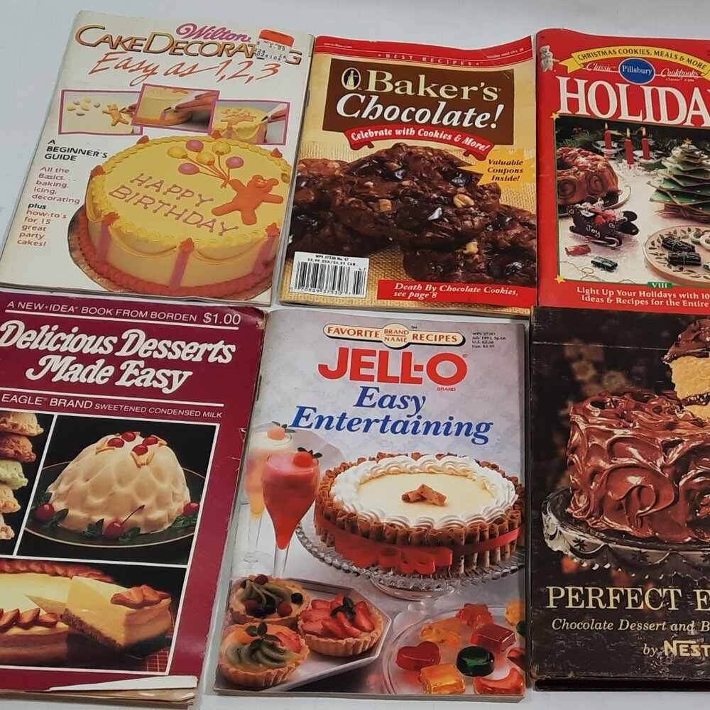 Lot of 6 Vintage Dessert and Holiday  Cookbooks